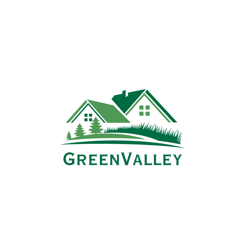 Green and White Illustrative Landscaping Logo